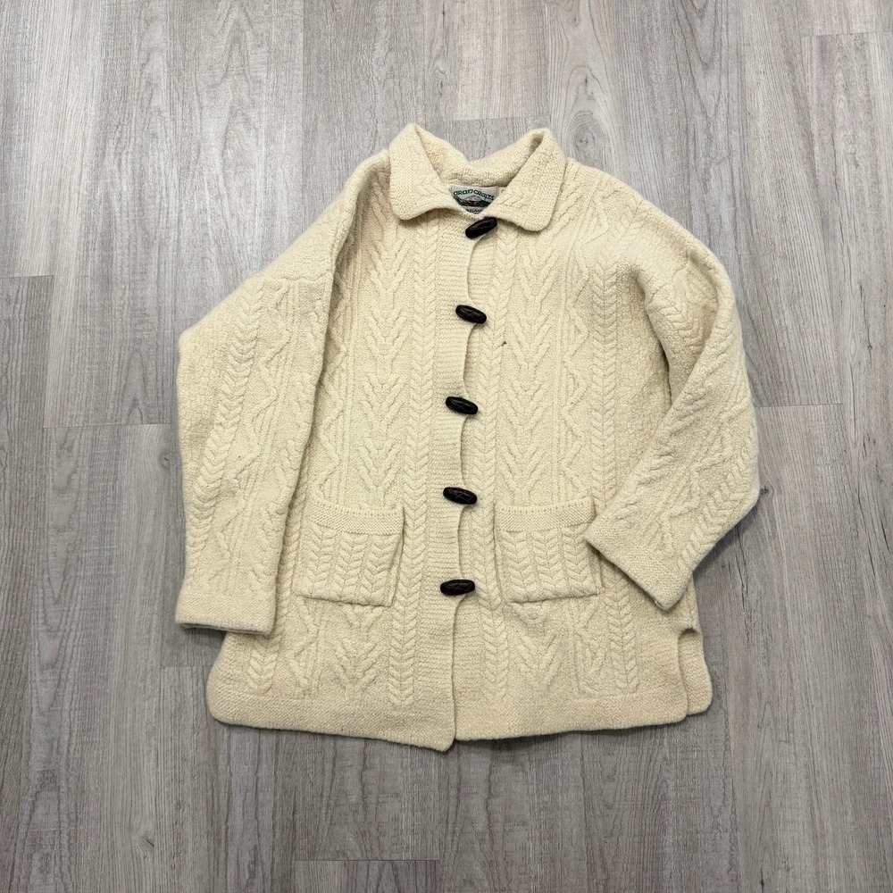 Aran Crafts Cardigan Women S Cream Aran Knit Wool Toggle Button Made in Ireland